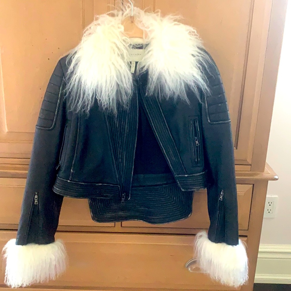 Runway BCBG authentic lamb and real fur jacket
